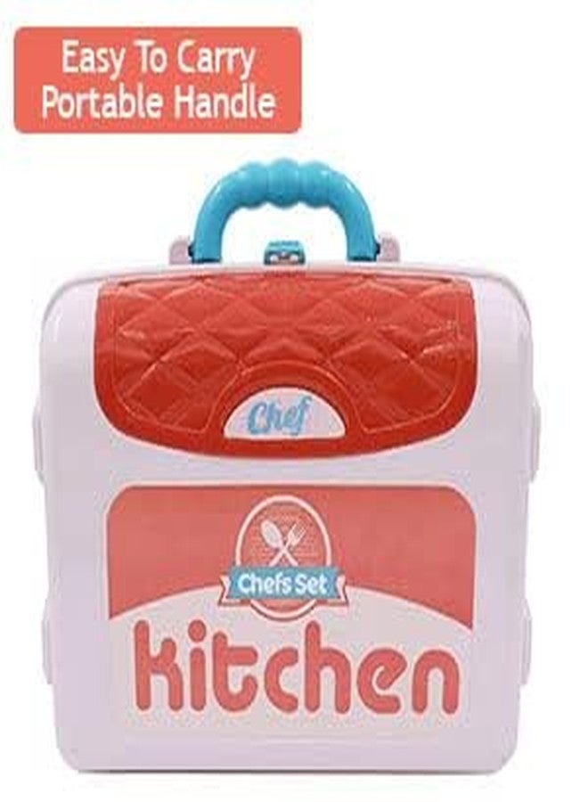 Mahi Enterprise 3-in-1 Portable Kitchen Suitcase Set - Pretend Play Cooking Toy for Girls with Food and Chef Accessories - Image 4